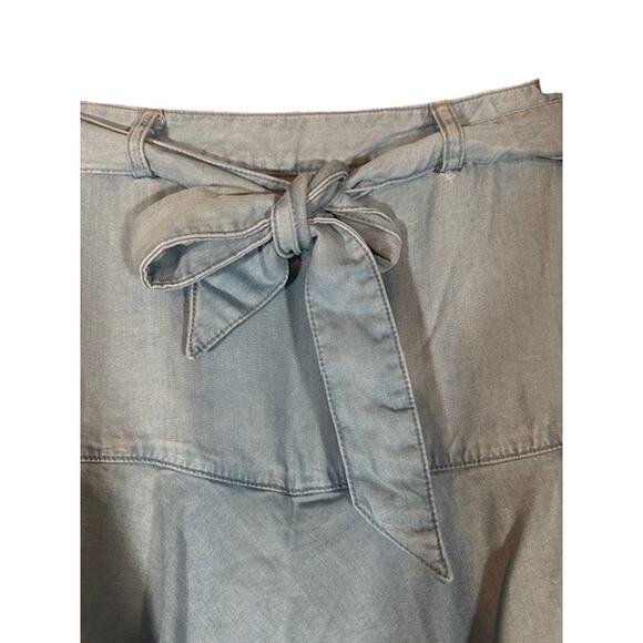 Zara Light Blue Denim Belted Side Zipper A-line Mini Skirt Women Sz M - Picture 4 of 9